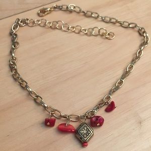 Gold chain, dangle beads adjustable choker